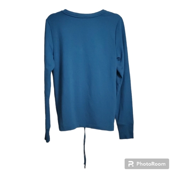 Ideology top women’s size medium blue cinch front crop long sleeve v-neck - Picture 7 of 12